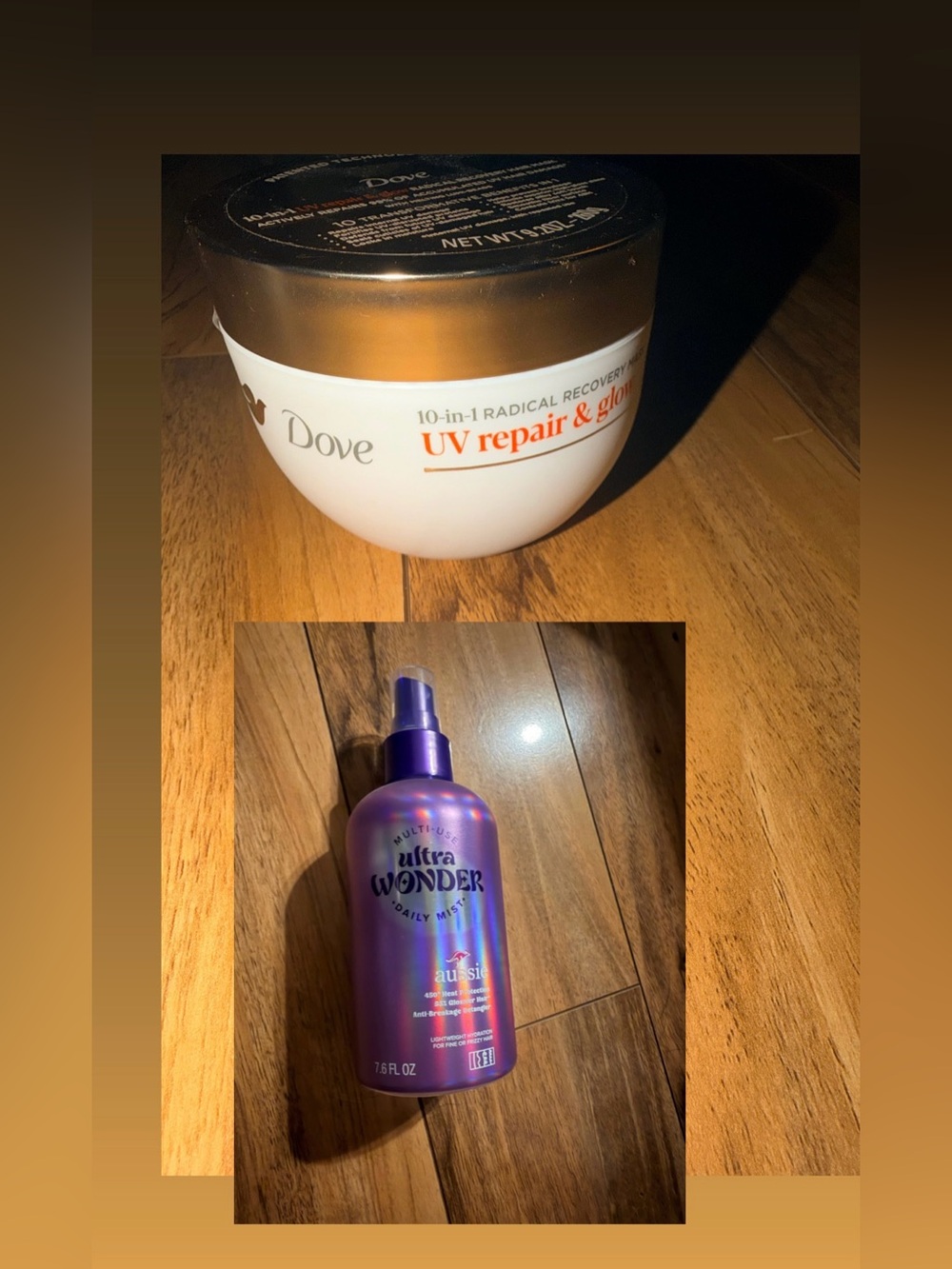 2 items: Aussie Ultra Daily Hair Mist & Dove 10-in-1 Repair & Glow Hair Mask